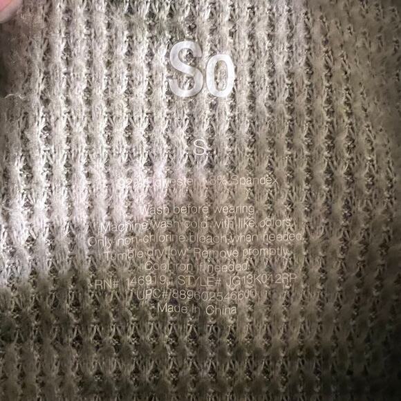 SO Womens NEW Long Sleeve Oversized Crop Top sz S Waffle Knit Green Camouflaged - Picture 5 of 7